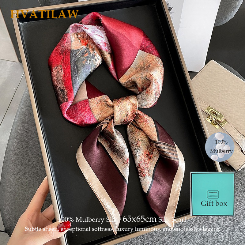 Ascot Neck Scarf - Jedwabna apaszka damska ze 100% prawdziwego
