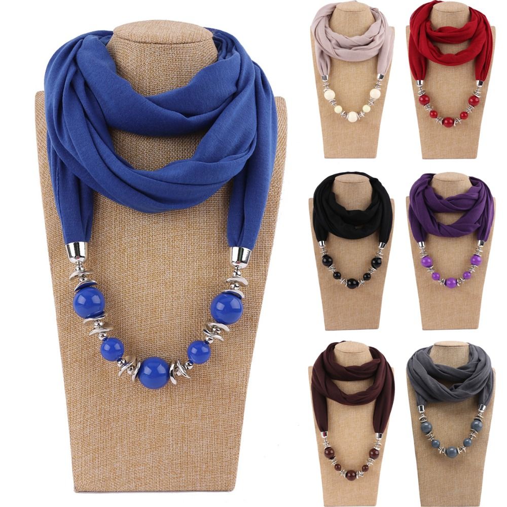 Infinity Scarf Knit - Modny szal z szyfonu z koralikami