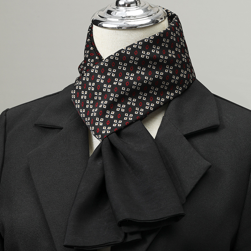 Ascot Neck Scarf - Męski szalik imitujący jedwab, mały kwadratowy