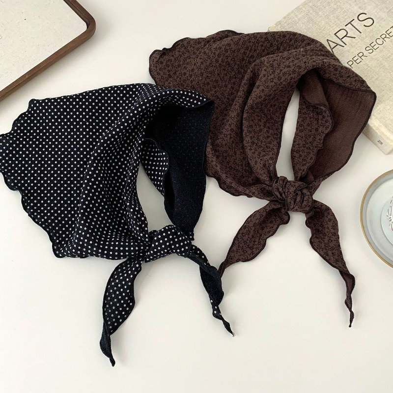 Ascot Neck Scarf - Artystyczna kwiatowa trójkątna chusta z bawełny
