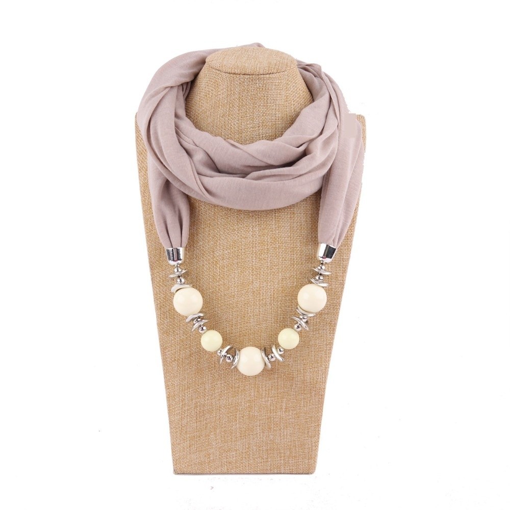 Infinity Scarf Knit - Nowy szalik z szyfonu z koralikami,